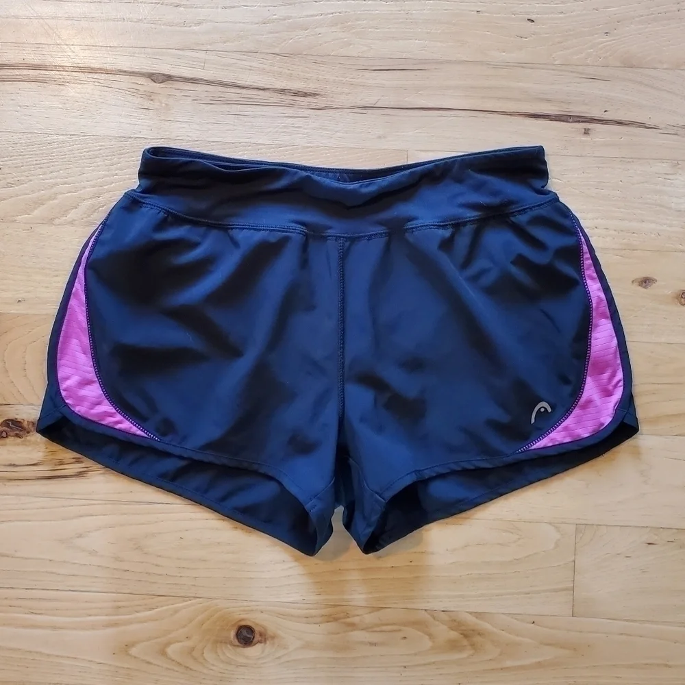 HEAD Black Pink Built-in Briefs Running Athletic Shorts Women's Size Medium